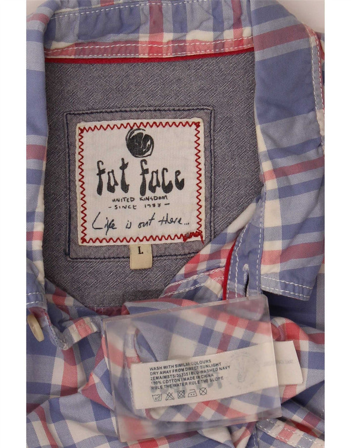 Camisa de manga corta para hombre Fat Face de algodón con cuadros azules grandes