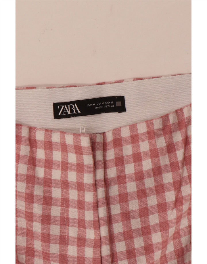 Zara Mujer Pantalones Cortos Rectos Medianos W28 L25 Cuadros Rosa