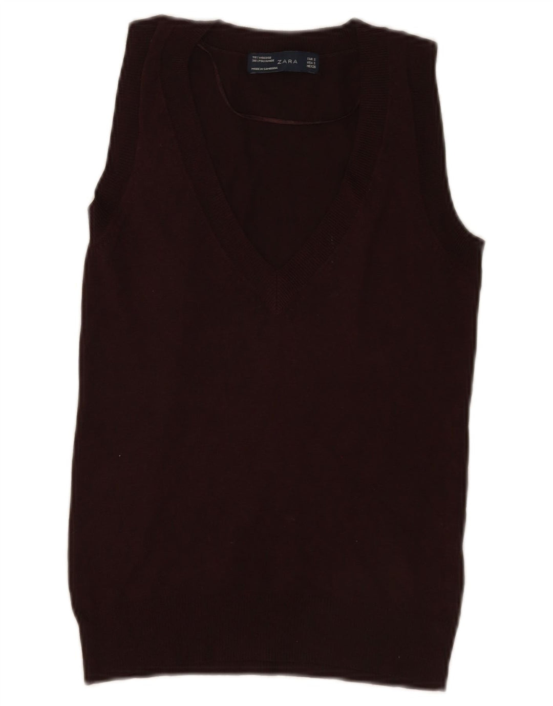 Zara Mujer Chaleco Top UK 10 Small Marrón Viscosa