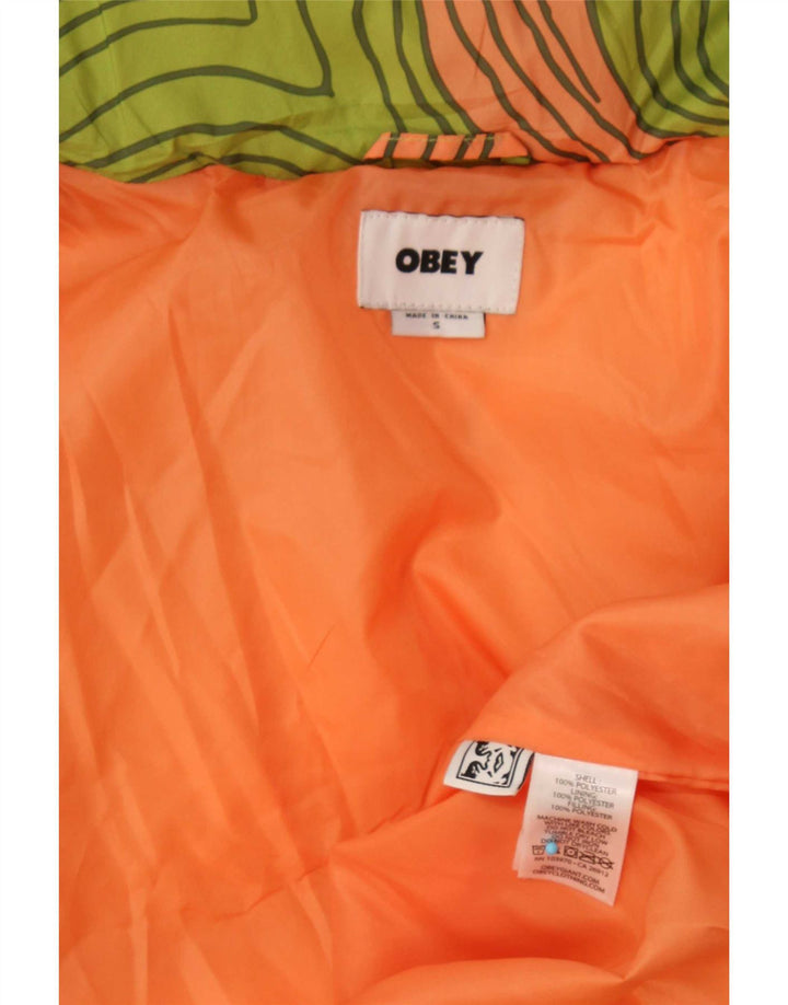 Obey Chaqueta Acolchada Extragrande para Mujer UK 40 Poliéster Geométrico Verde Pequeño