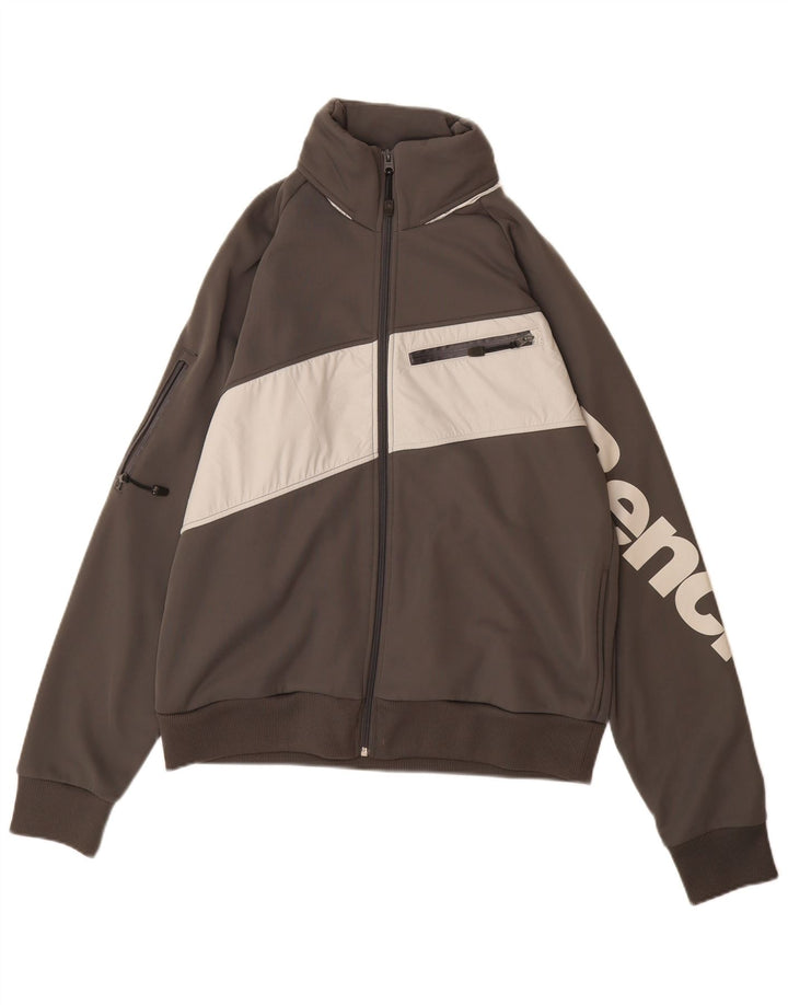 BENCH Chaqueta superior de chándal con gráfico para hombre Poliéster en bloques de color gris grande