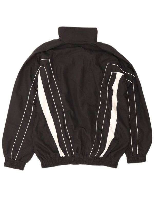 Vintage hombres chándal top chaqueta grande negro colorblock poliéster