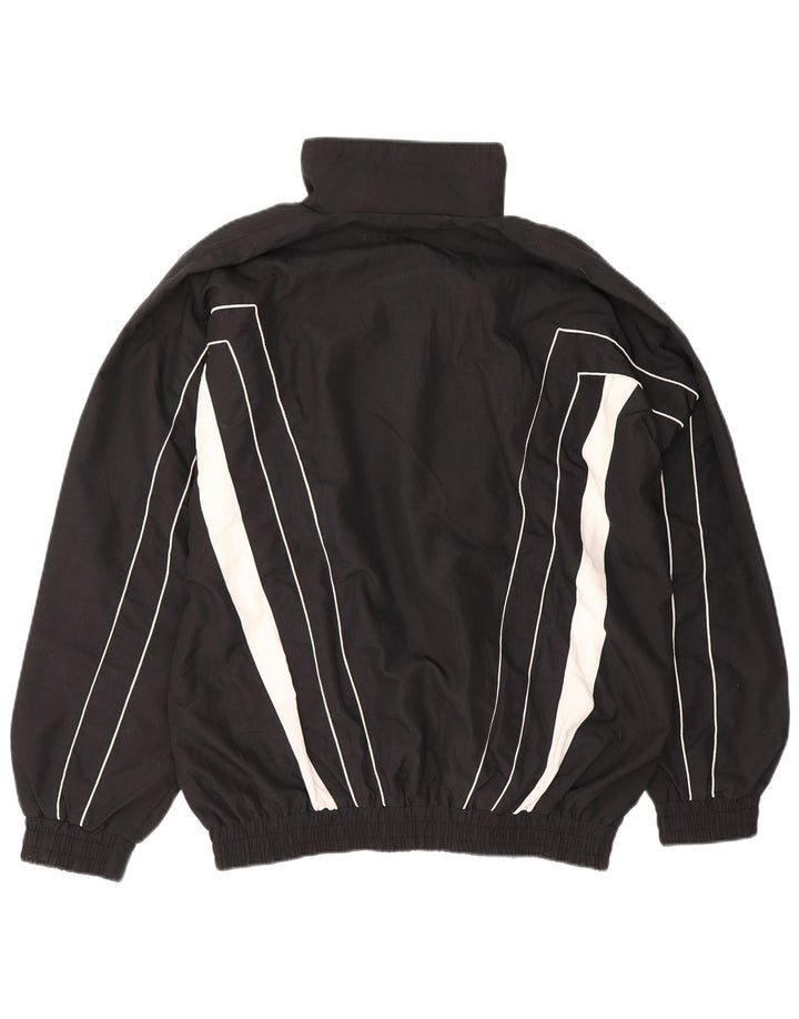 Vintage hombres chándal top chaqueta grande negro colorblock poliéster