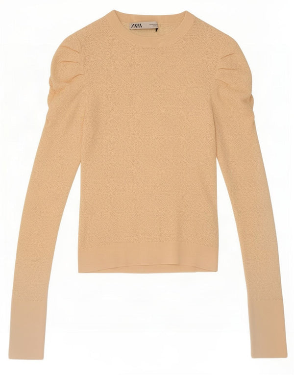 Zara Womens Top Long Sleeve UK 12 Medium Yellow Viscose