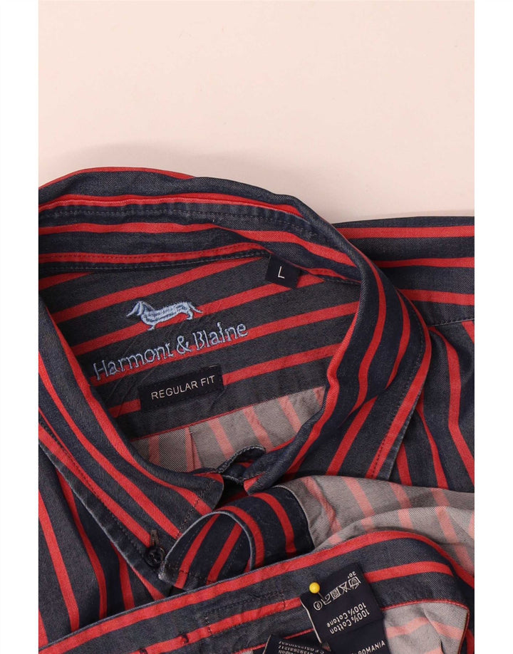 Camisa Harmont & Blaine de corte regular para hombre de algodón a rayas rojas grandes