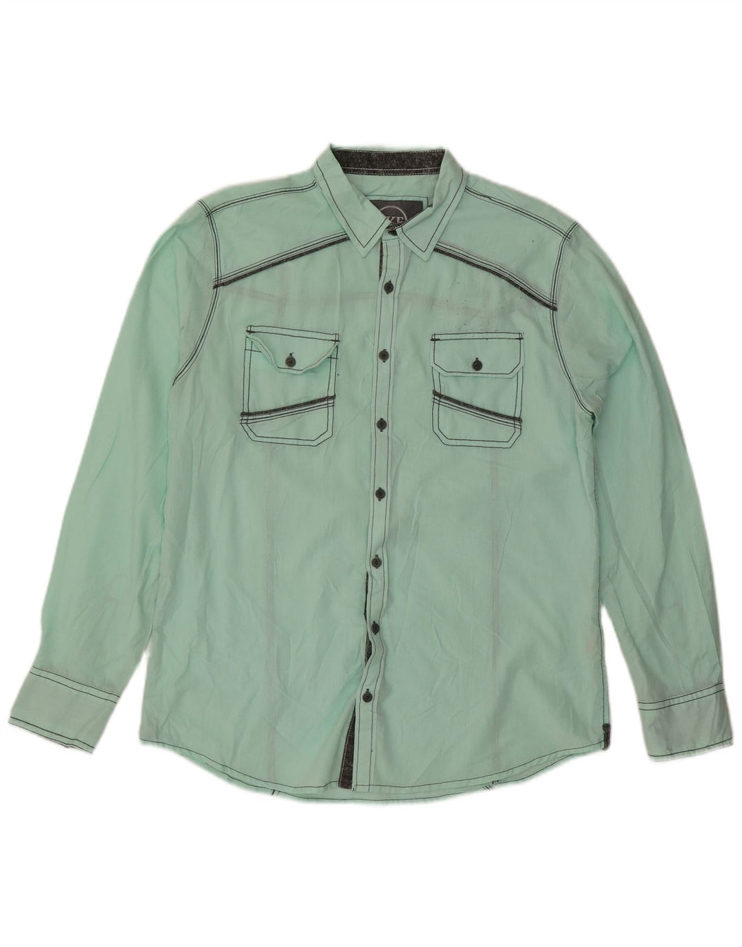 BKE Camisa de corte estándar para hombre, talla grande, algodón verde
