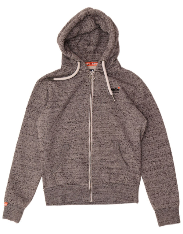 Superdry Sudadera con capucha y cremallera para hombre XS Algodón moteado gris