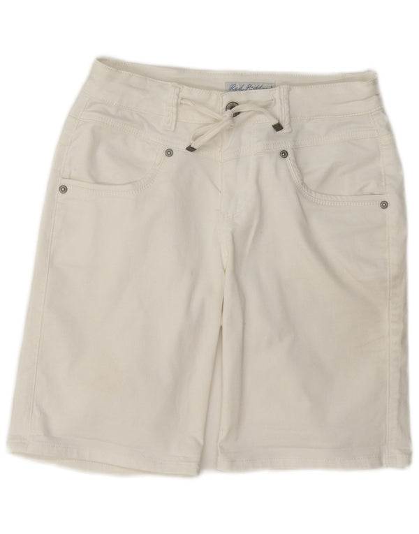 Pantalones cortos casuales para mujer con botón rojo EU 36 Small W27 Algodón blanco