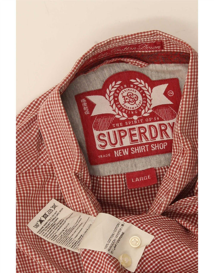 Superdry Camisa Grande De Algodón A Cuadros Rojo Para Hombre