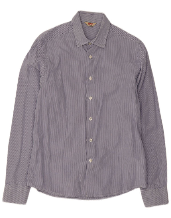 Camisa de hombre Rifle de algodón a rayas diplomáticas azul medio