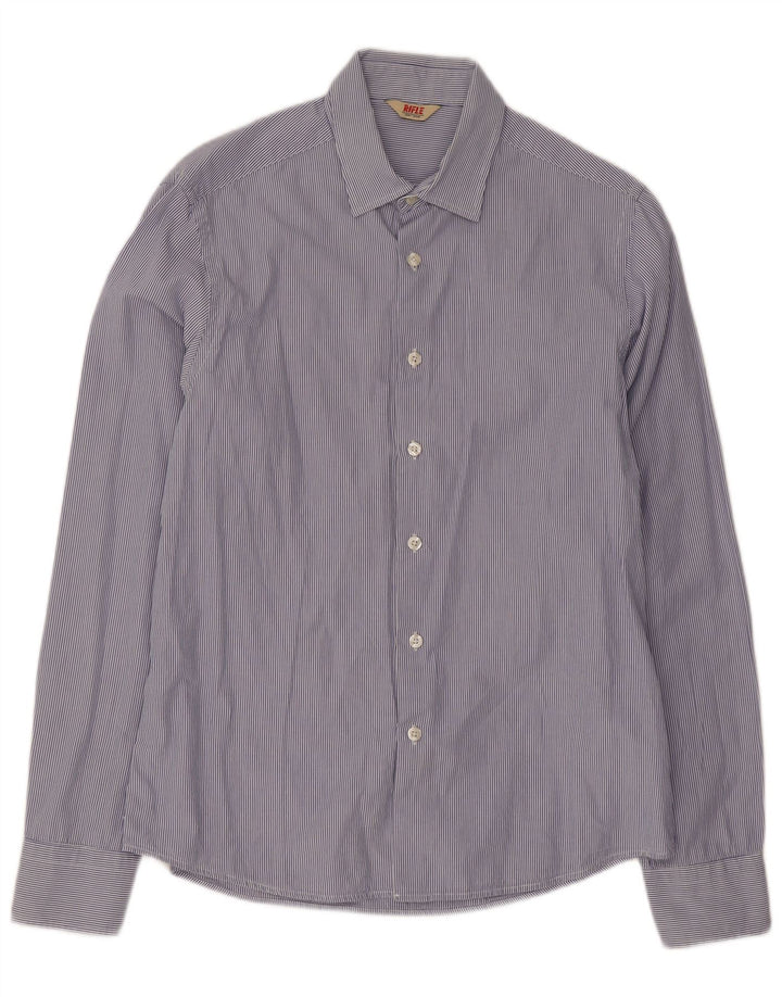 Camisa de hombre Rifle de algodón a rayas diplomáticas azul medio