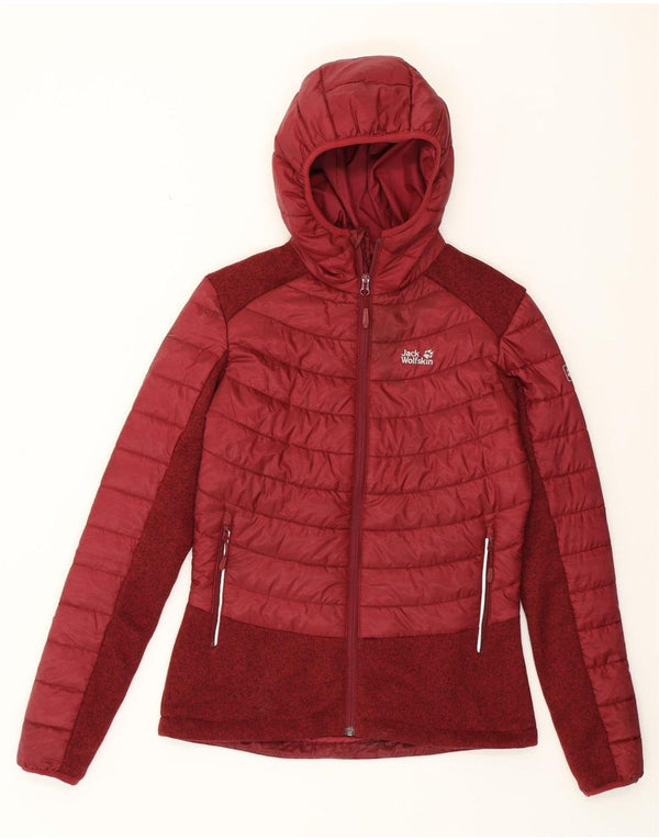 JACK WOLFSKIN Chaqueta acolchada para mujer UK 8/10 Small Borgoña Colorblock