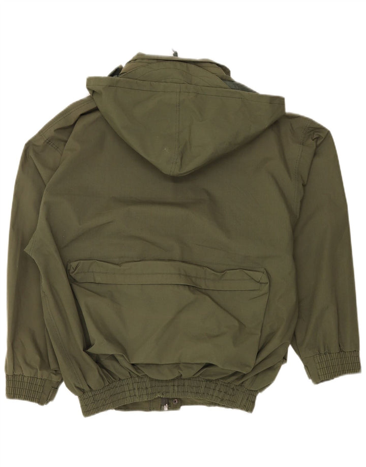 VINTAGE Chaqueta utilitaria con capucha para hombre Reino Unido 38 Poliéster caqui medio