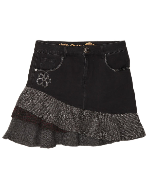 Falda vaquera asimétrica Desigual para mujer EU 40 Medium W30 Grey Herringbone