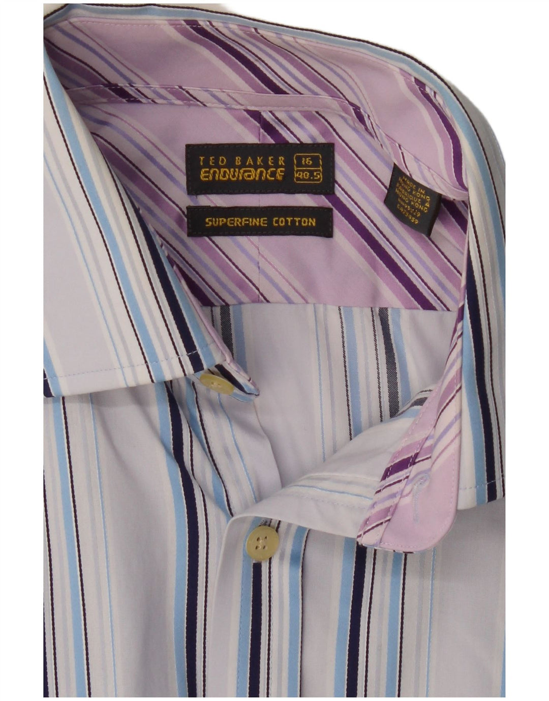 TED BAKER Camisa para hombre Talla 16 Grande Azul Rayas
