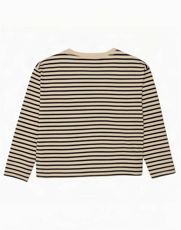 Zara Mujer Top Manga Larga ES 40 XL Blanco Rayas