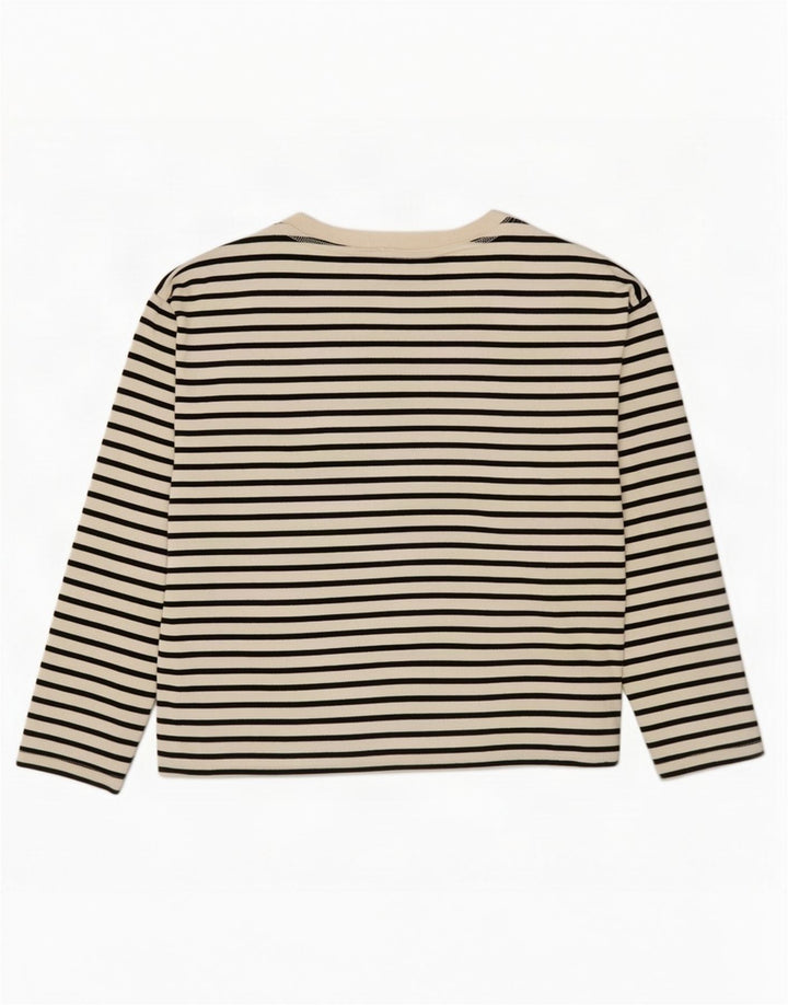 Zara Mujer Top Manga Larga ES 40 XL Blanco Rayas