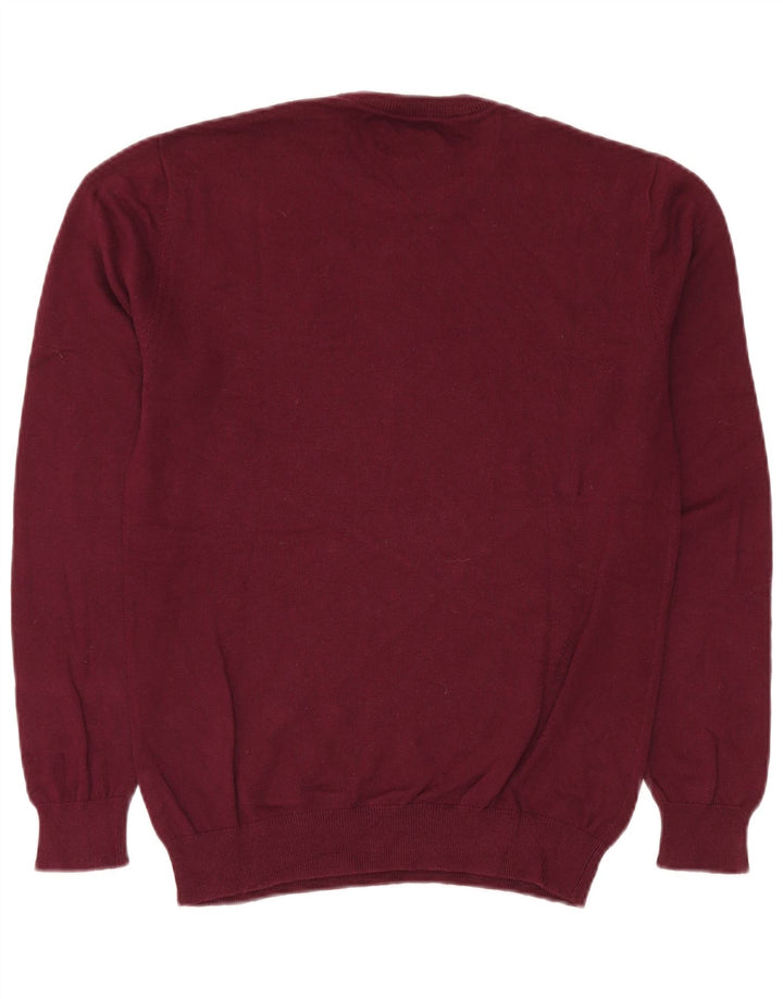 Jack Wills Jersey con cuello redondo para hombre, talla pequeña, algodón granate