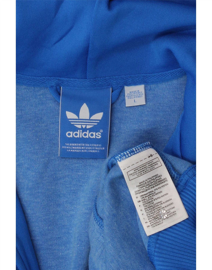 Adidas - Sudadera con capucha y cremallera para hombre, poliéster azul grande