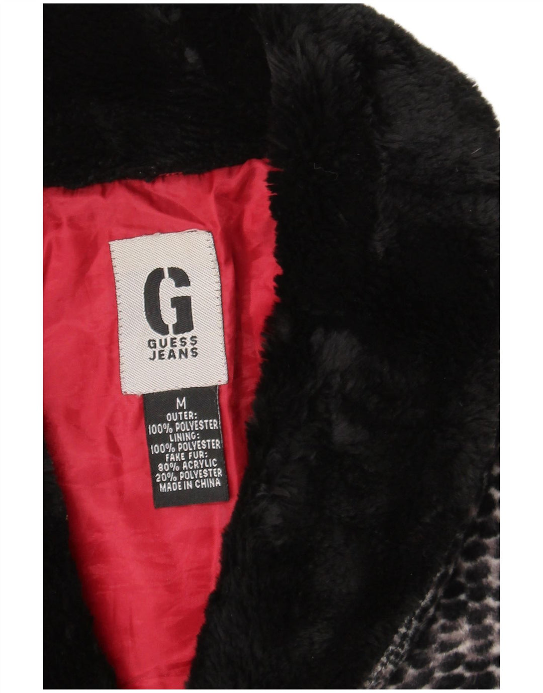 Guess Chaqueta de piel sintética para mujer UK 44 Poliéster con estampado animal gris medio