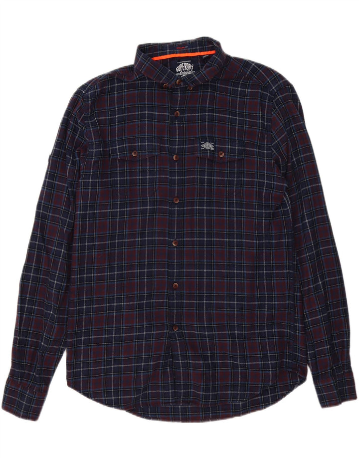 Superdry Camisa De Franela De Corte Regular De Algodón A Cuadros En Azul Marino Medio
