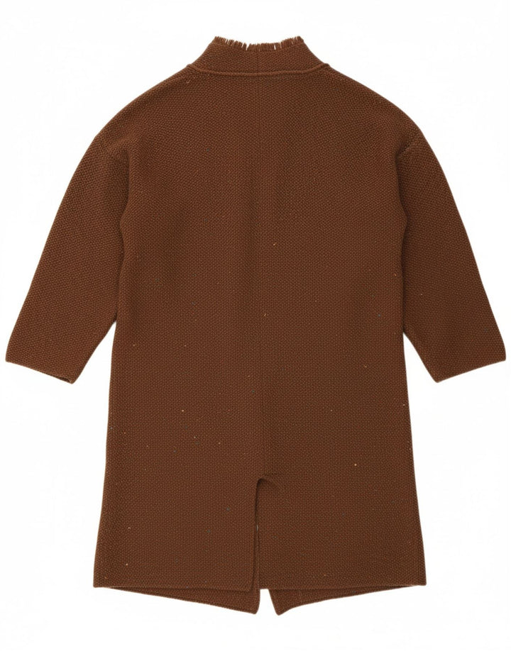 FRANTIC Womens Oversized Cardigan Sweater UK 10 Small Brown Flecked