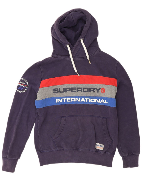 Superdry Jersey con capucha y estampado gráfico de algodón color block en azul marino grande para hombre