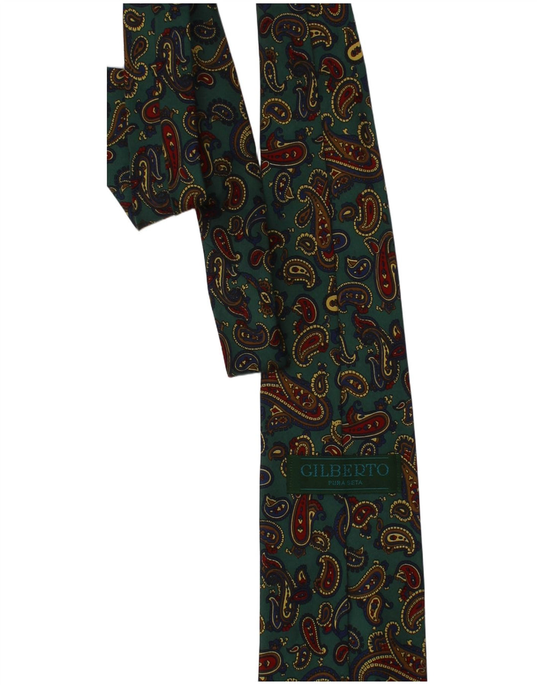 Corbata Gilberto para hombre talla única verde Paisley seda clásica