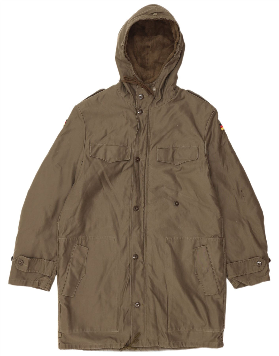 Vintage hombres con capucha chaqueta parka militar Reino Unido 38 medio caqui