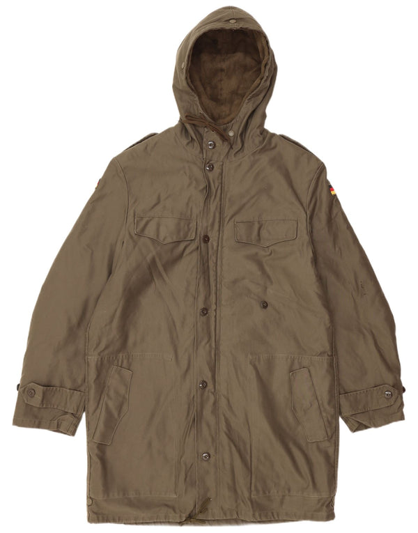 Vintage hombres con capucha chaqueta parka militar Reino Unido 38 medio caqui