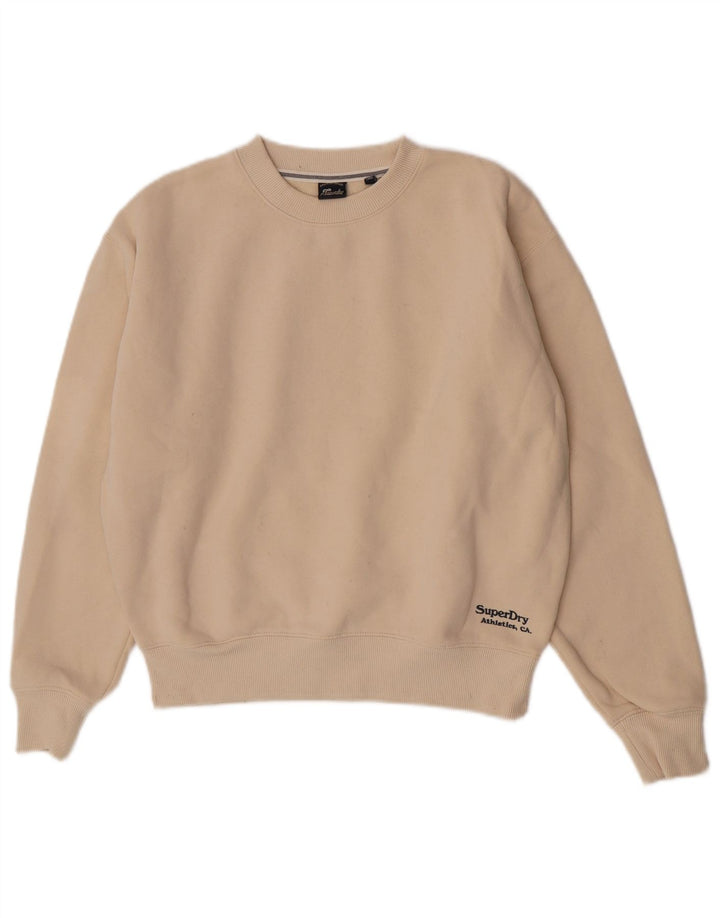 Superdry Mujer Oversize Sudadera Jumper UK 8 Small Beige Algodón