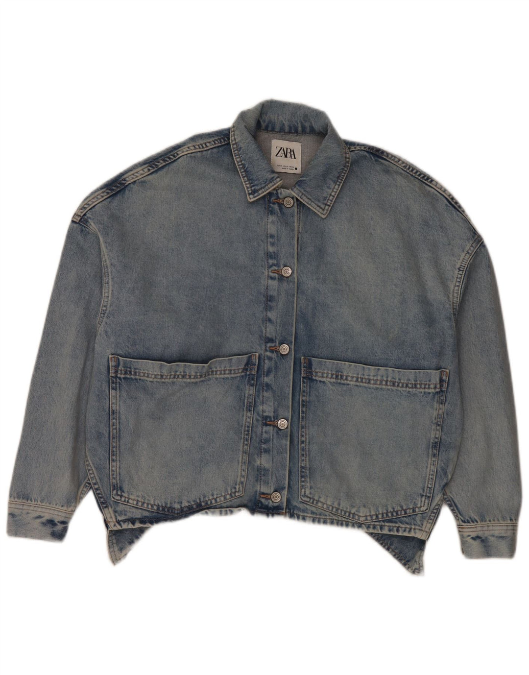 Zara Mujer Chaqueta Vaquera Extragrande UK 6 XS Algodón Azul