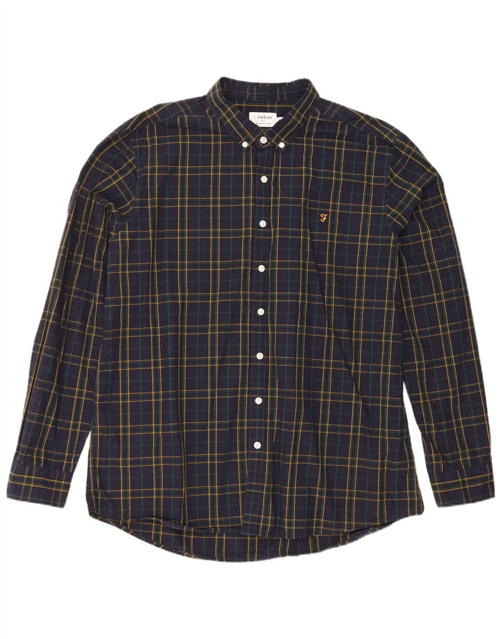 Farah Camisa Slim Fit Para Hombre 3XL Algodón A Cuadros Azul Marino