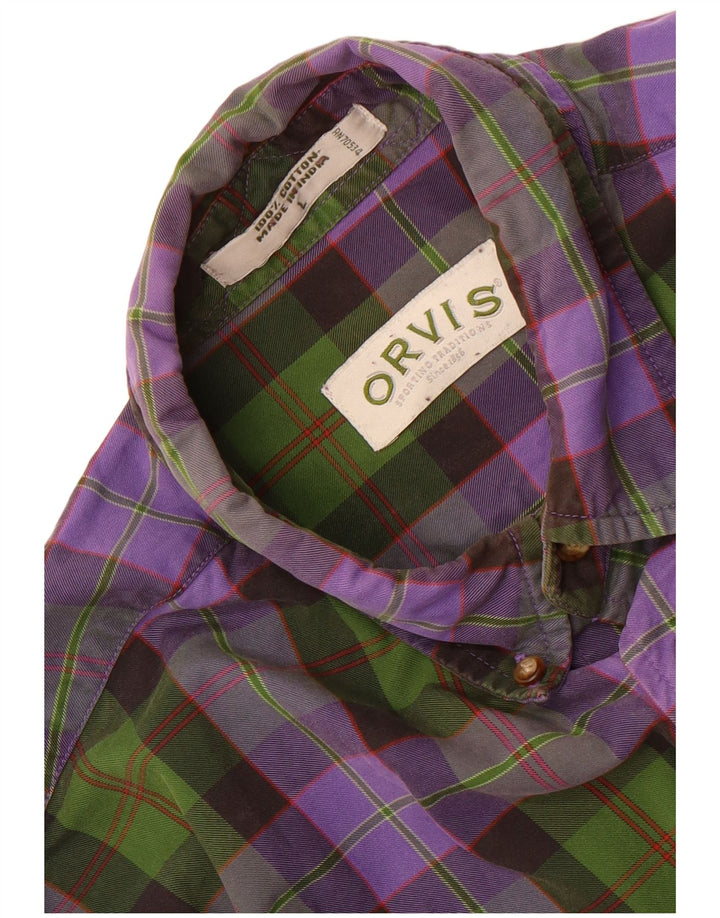Camisa De Franela Orvis Para Hombre Algodón A Cuadros Morado Grande