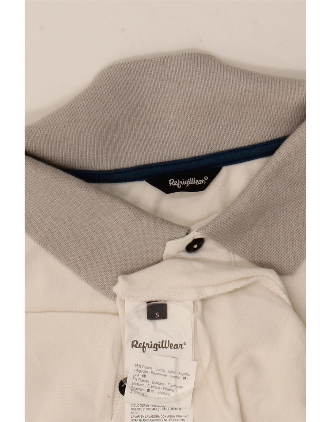Refrigiwear Polo para hombre de algodón color block blanco pequeño