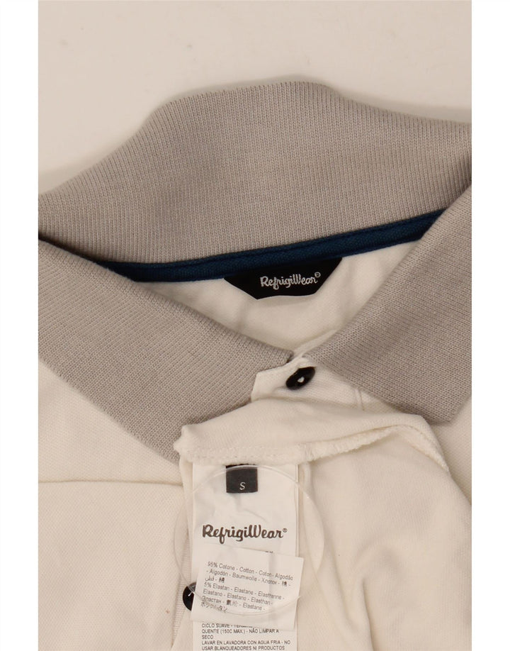 Refrigiwear Polo para hombre de algodón color block blanco pequeño