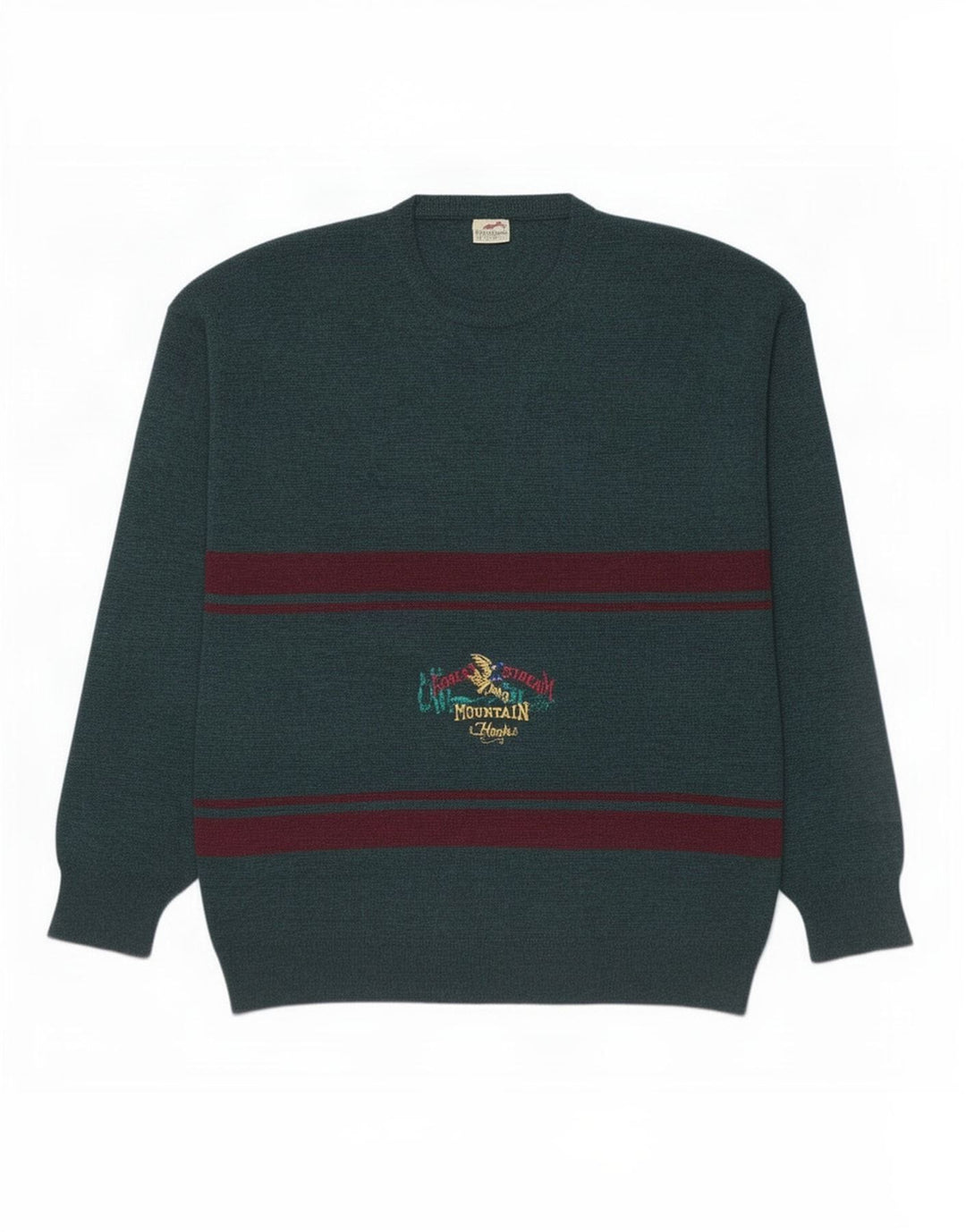 Bernardini Hombre Jersey Gráfico Con Cuello Redondo De Lana A Rayas Verde Medio