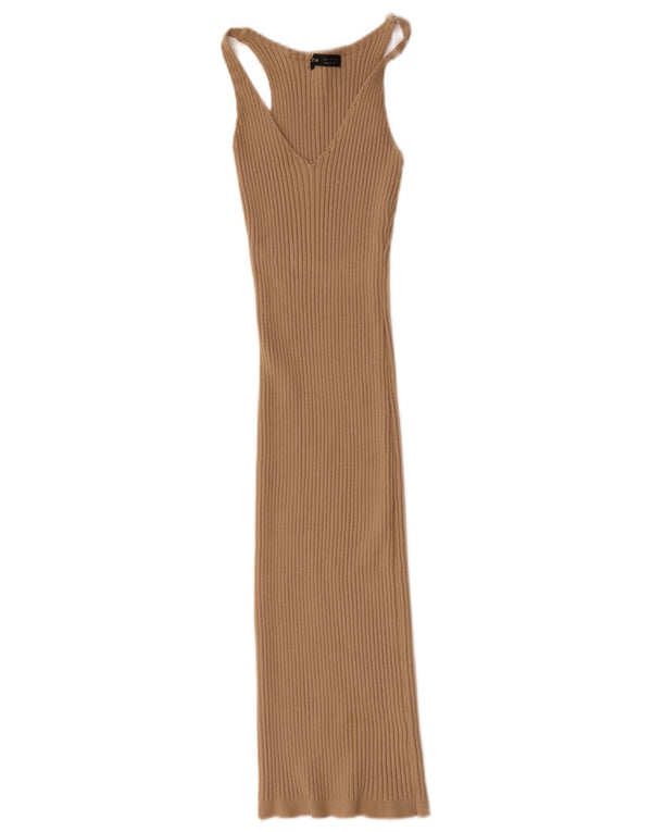 Shein Vestido ajustado sin mangas para mujer UK 8 Small Poliéster beige