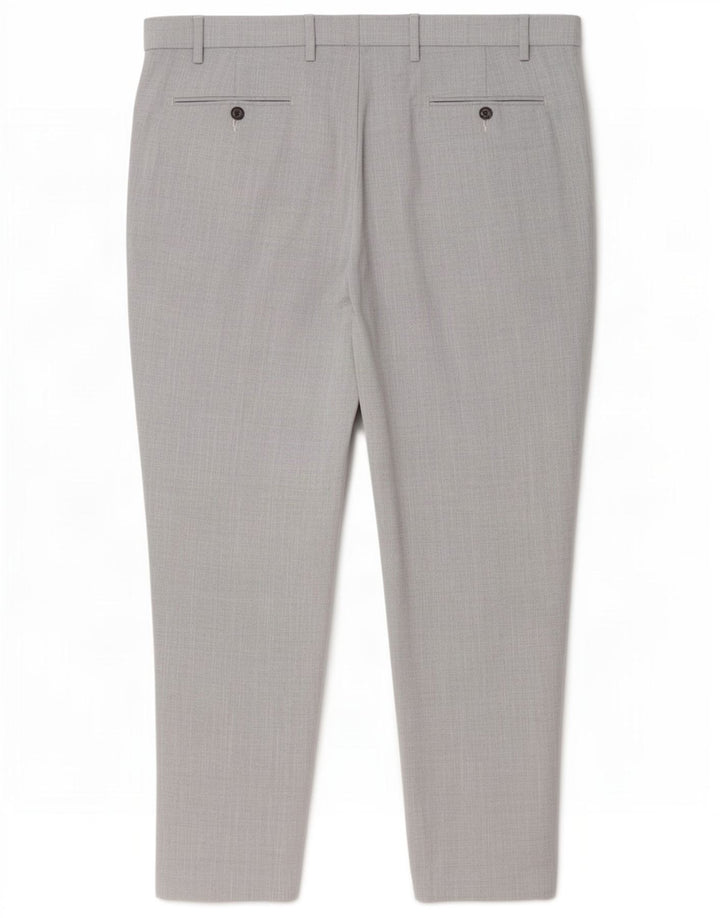 Marks & Spencer Pantalón de traje ajustado para hombre W44 L31 Poliéster gris
