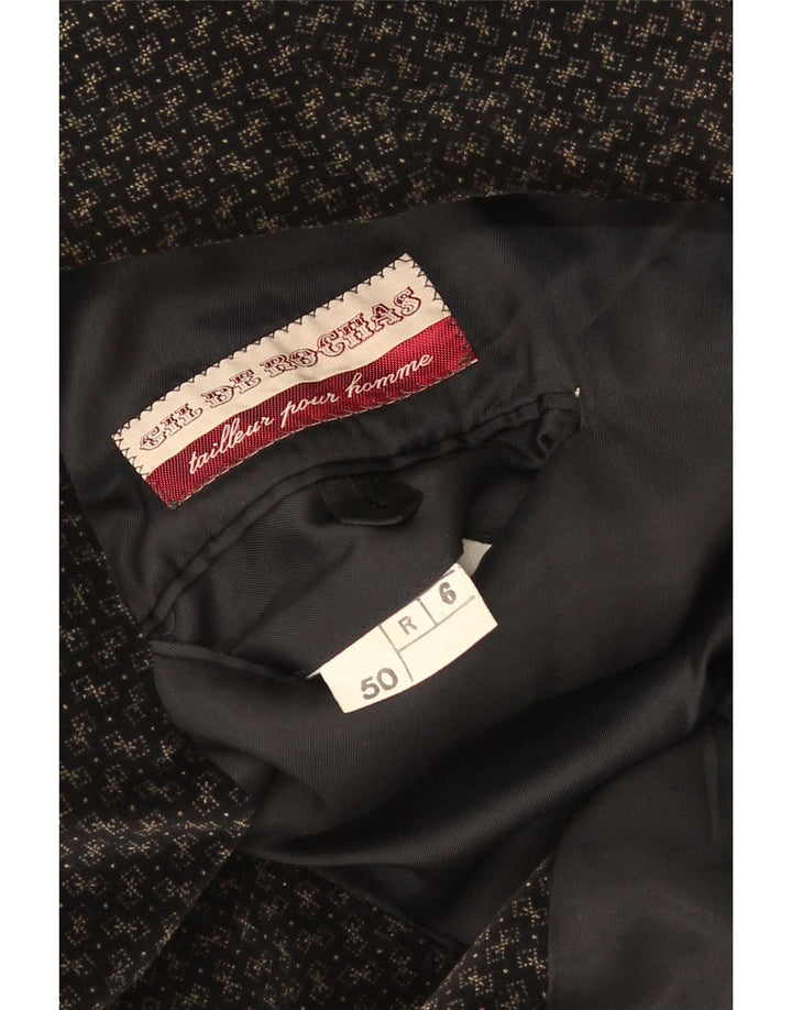 Vintage hombres 2 botones terciopelo Blazer chaqueta IT 50 grande negro geométrico