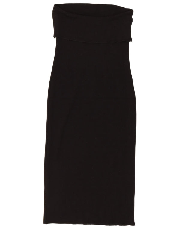 Zara Vestido Sin Tirantes Para Mujer UK 42 Medium Viscosa Negra