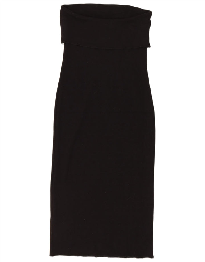 Zara Vestido Sin Tirantes Para Mujer UK 42 Medium Viscosa Negra