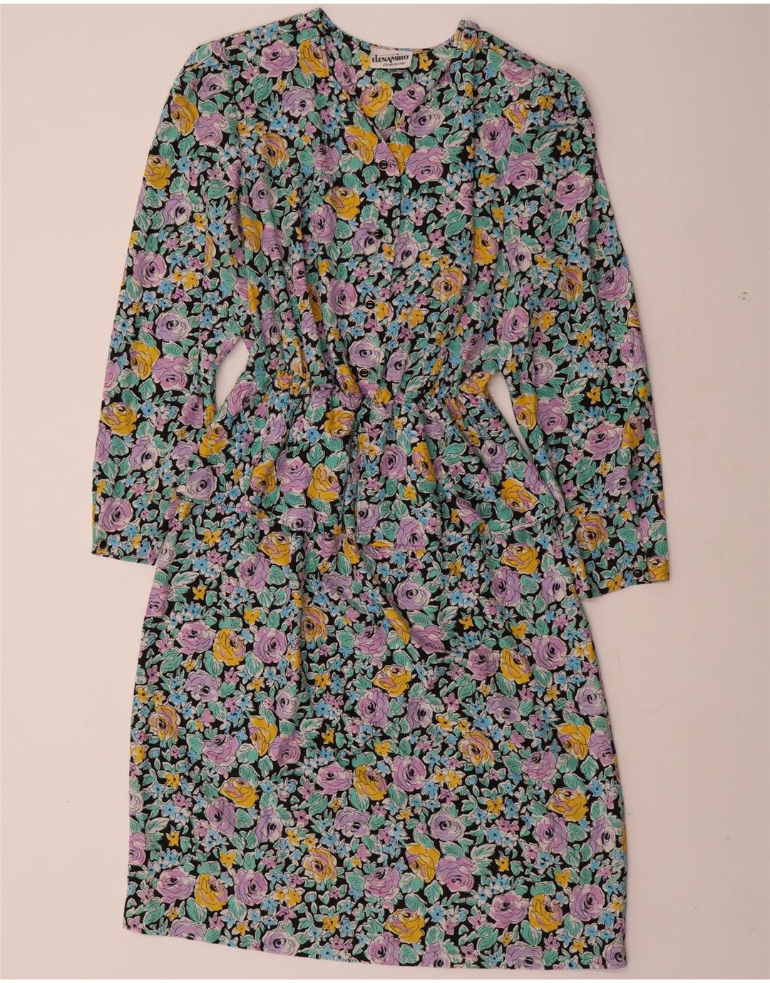 ELENA MIRO Vestido Peplum de Manga Larga para Mujer UK 22 3XL Multicolor Floral