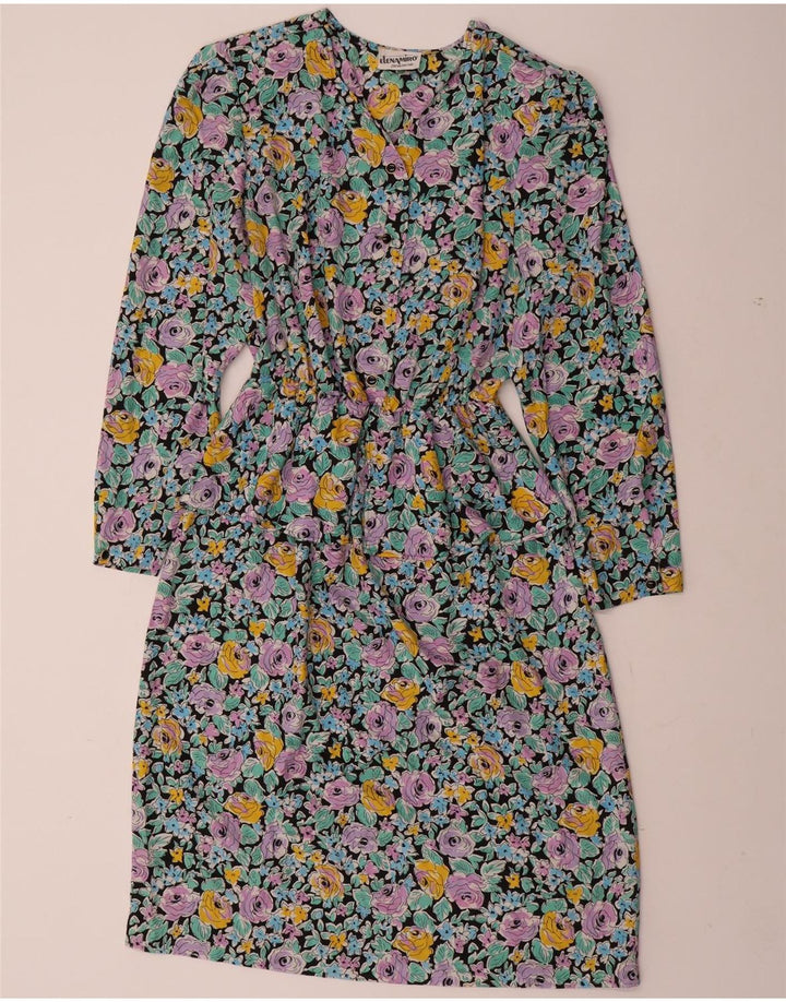 ELENA MIRO Vestido Peplum de Manga Larga para Mujer UK 22 3XL Multicolor Floral