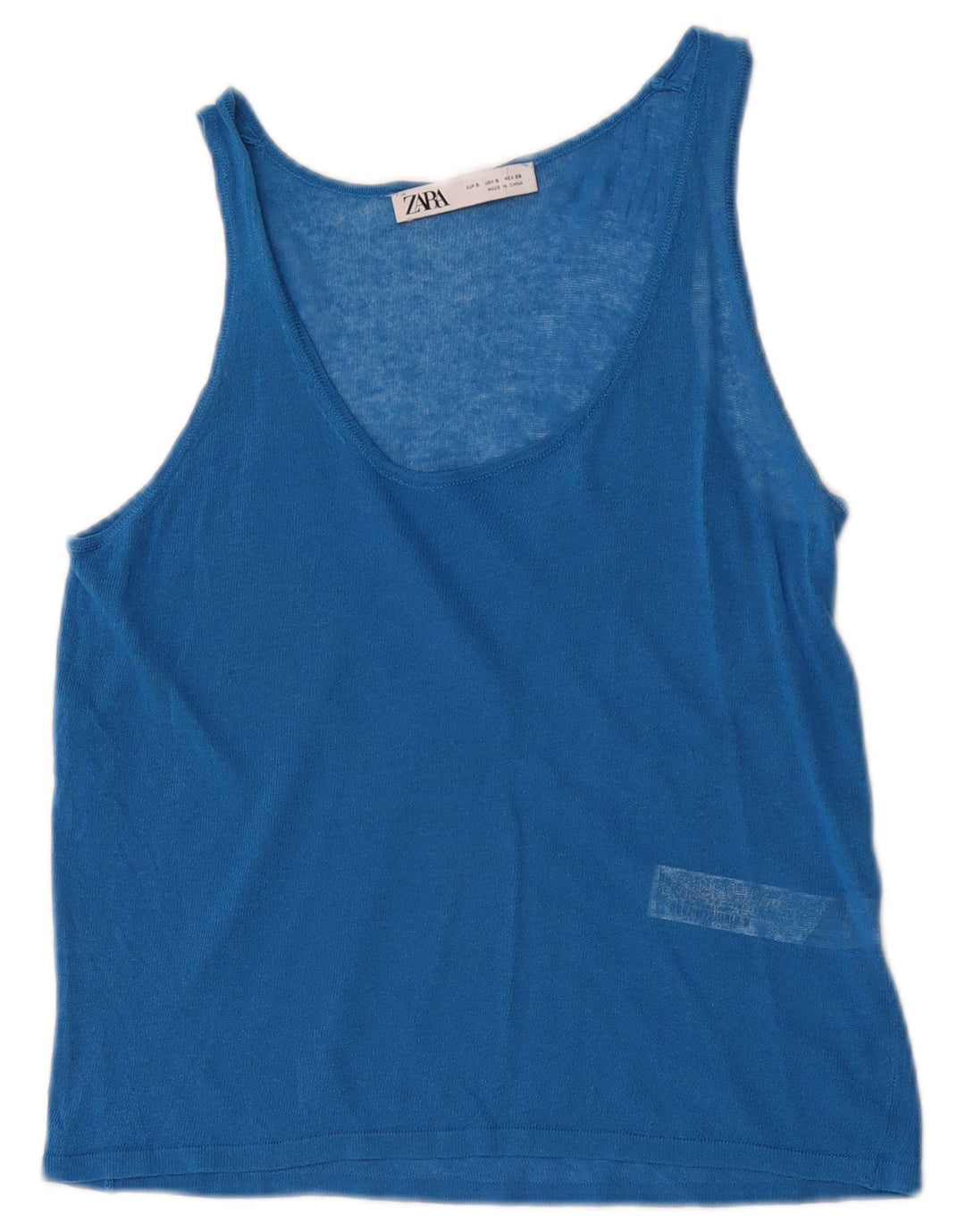 Zara Mujer Crop Vest Top UK 8 Small Acrílico Azul
