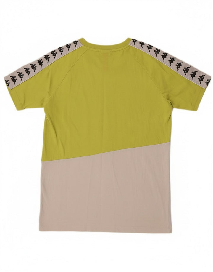 Kappa Hombre Camiseta Gráfica Top Algodón Color Block Verde Medio