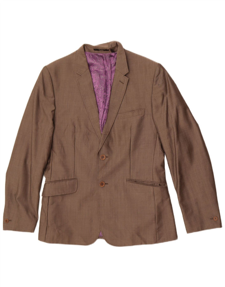 Ted Baker Chaqueta tipo blazer de 2 botones para hombre US 38 Lana gris medio