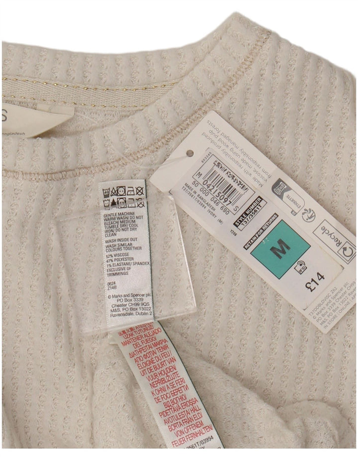 Marks & Spencer Blusa para Mujer Top UK 44 Viscosa Blanca Mediana