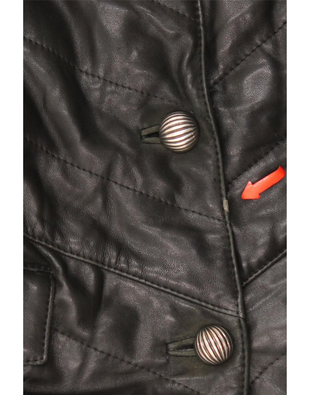 Vintage mujer cuero abrigo Reino Unido 14 cuero negro medio