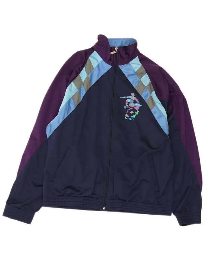 Lotto Hombre Chándal Top Chaqueta Grande Azul Marino Colorblock Poliéster